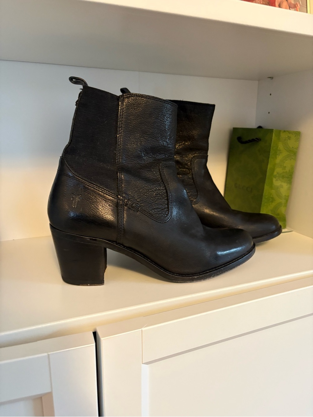Frye Black Leather Ankle Boots